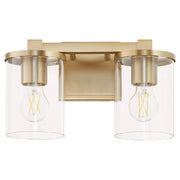 Quorum Bolton 523-2-80 Vanity 2 Light Clear Glass Transitional  - Aged Brass