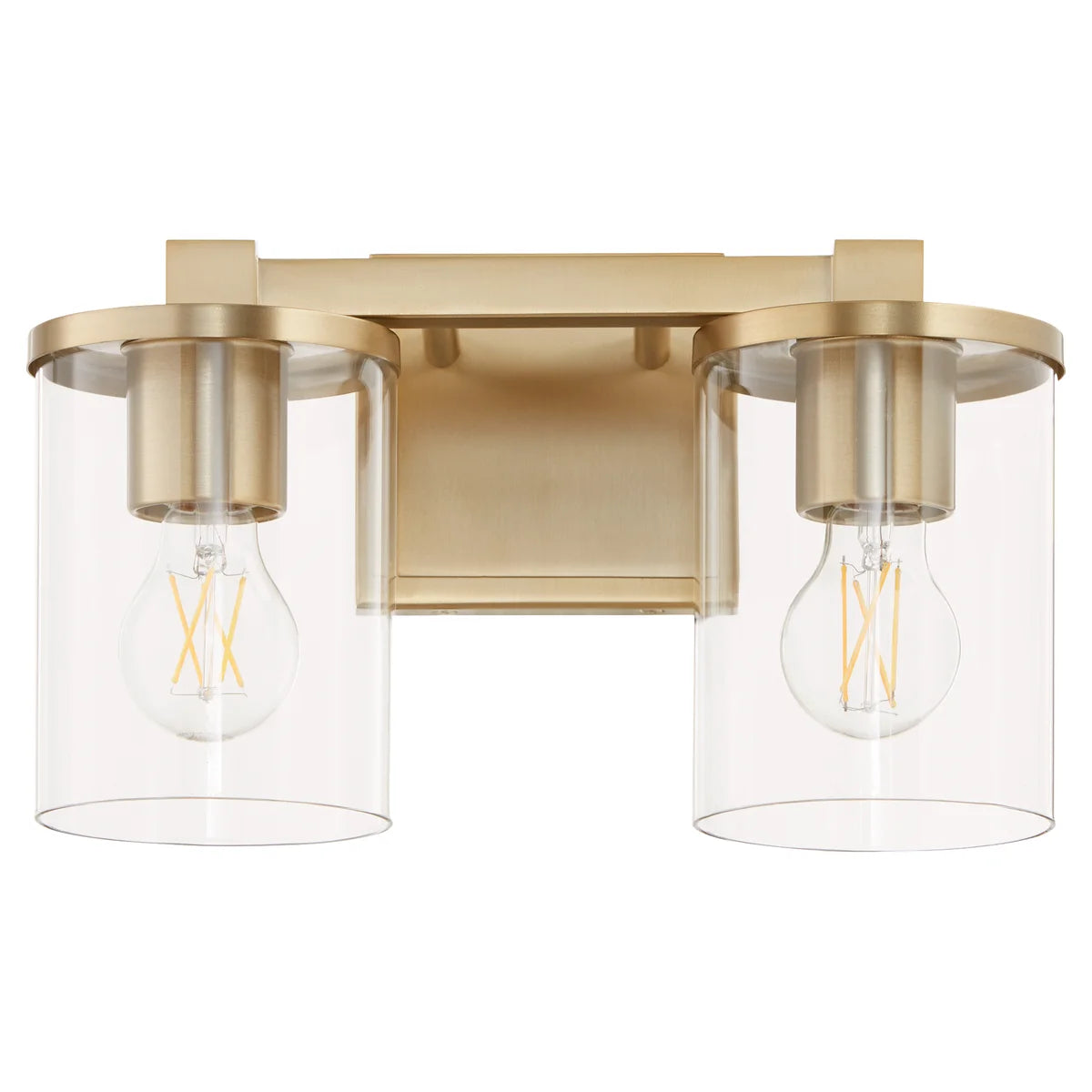 Quorum Bolton 523-2-80 Vanity 2 Light Clear Glass Transitional  - Aged Brass