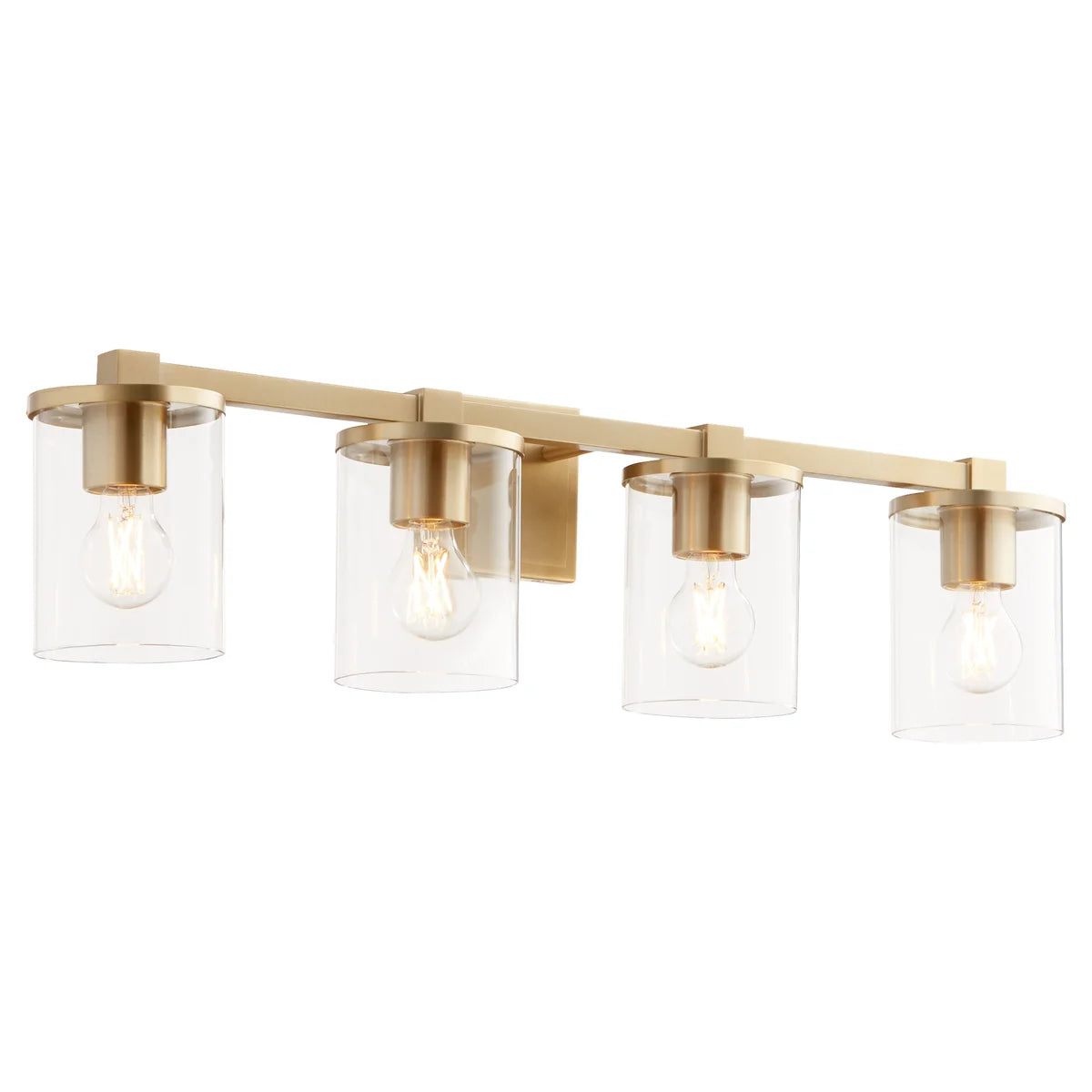 Quorum 5190-4-80 Vanity 4 Light Clear Seeded Glass Transitional - Aged Brass