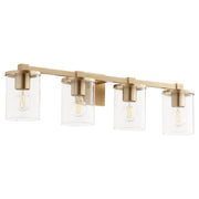 Quorum Bolton 523-4-80 Vanity 4 Light clear Glass Transitional - Aged Brass