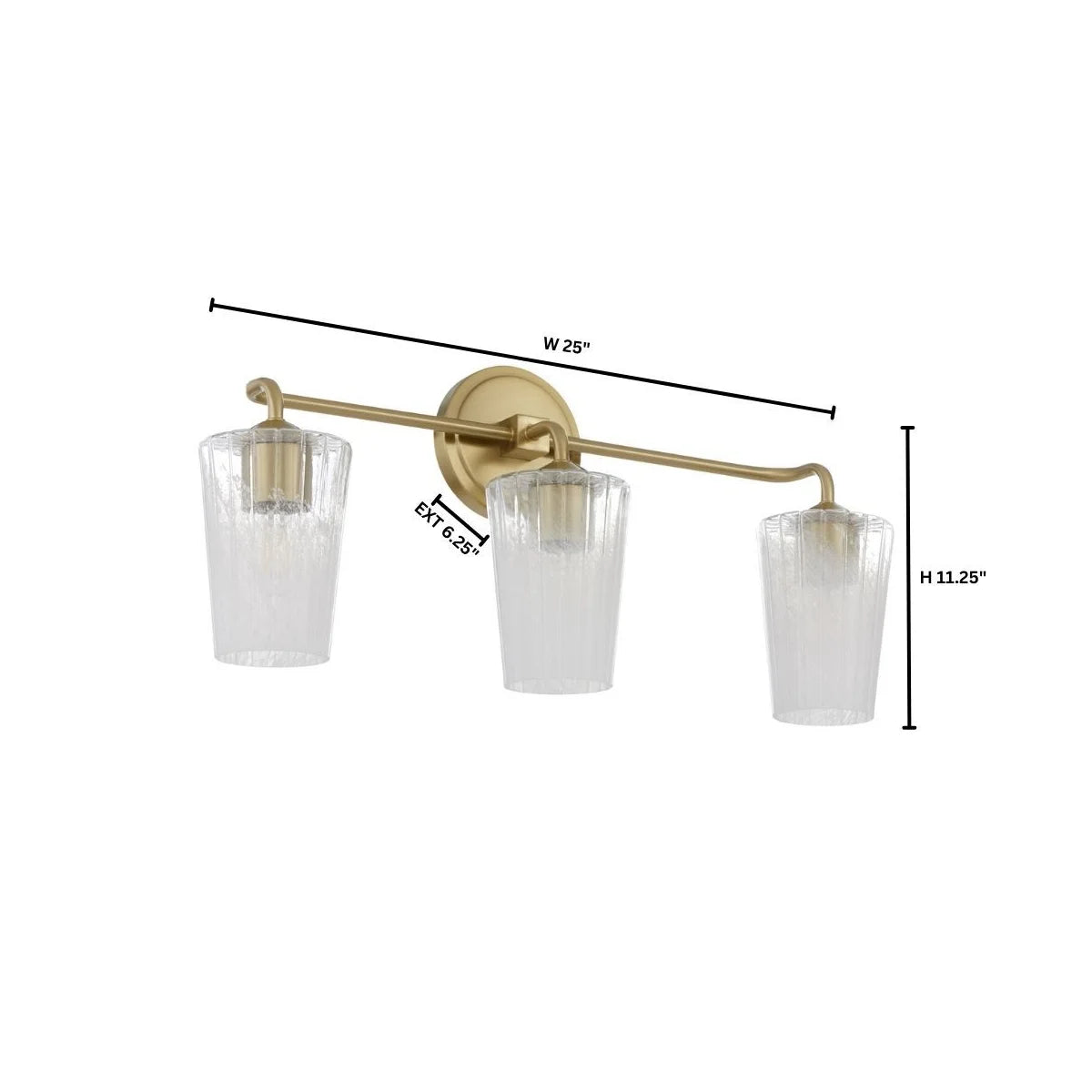 Quorum International PROVIDENCE 5238-3-80 3 Light Vanity Bathroom Fixture Transitional- Aged Brass