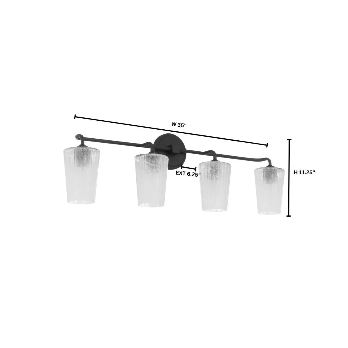 Quorum International PROVIDENCE 5238-4-59 4 Light Vanity Bathroom Fixture Transitional  - Matte Black