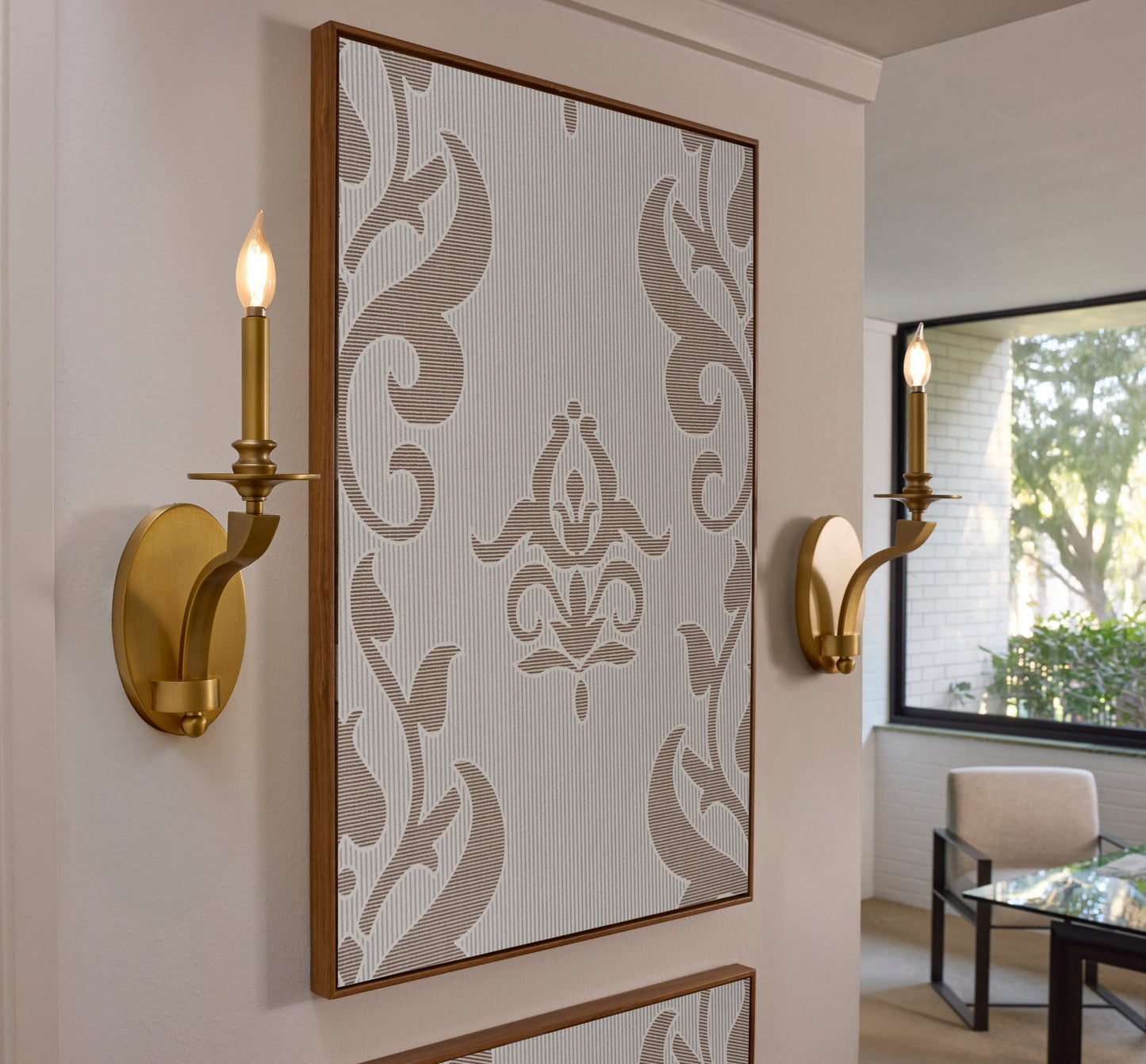 Quorum Chantelle 5240-1-47 Sconce, UL Damp Rated, Brushed Brass