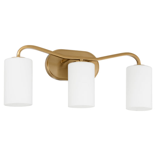 Quorum Rutherford 5307-3-47 Vanity Light Fixture, UL Damp Rated, Brushed Brass