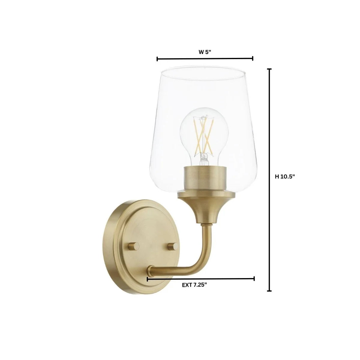 Quorum International RAYMOND 5313-1-80 1 Light Wall Mount Sconce Transitional- Aged Brass