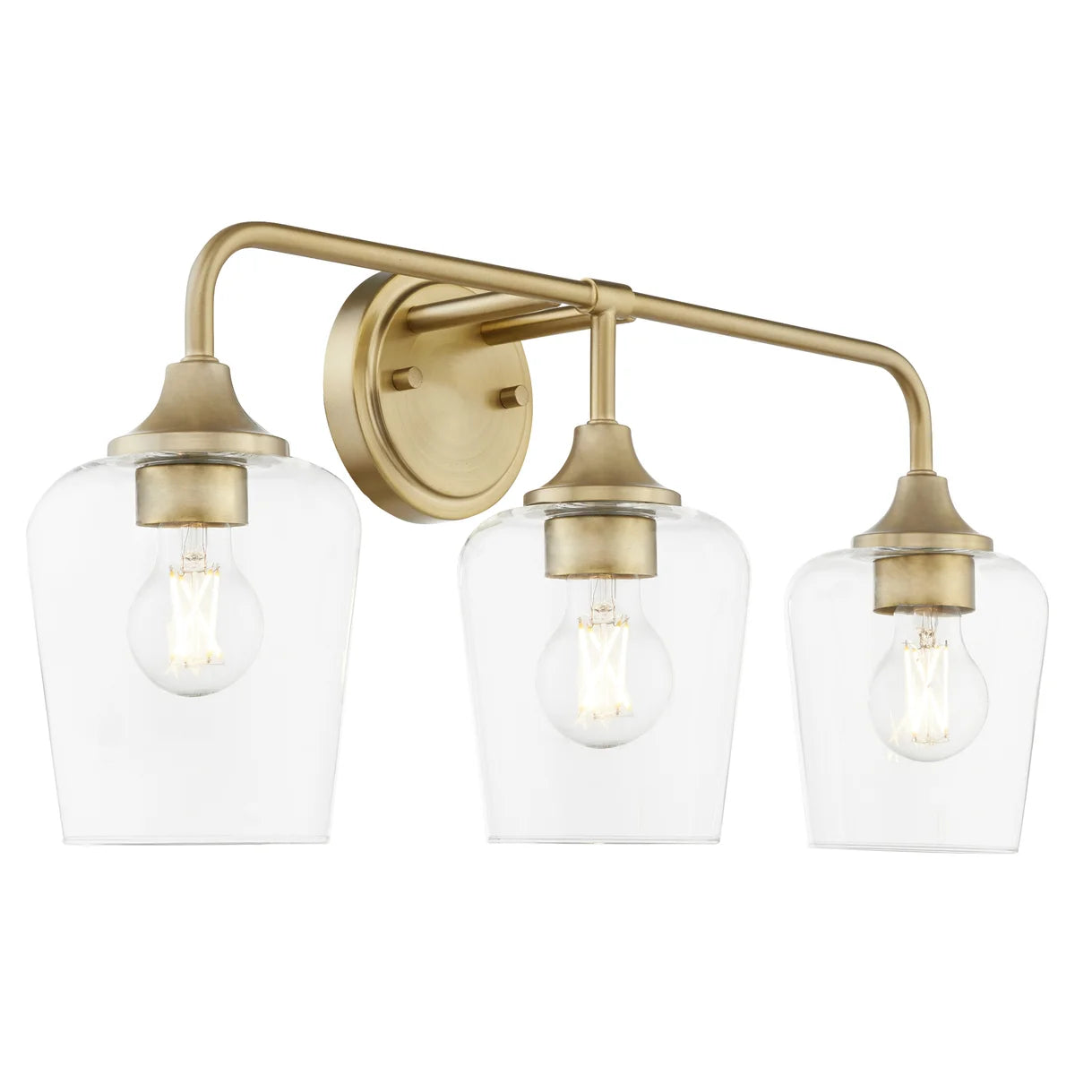 Quorum International RAYMOND 5313-3-80 3 Light Vanity Bathroom Fixture Transitional- Aged Brass