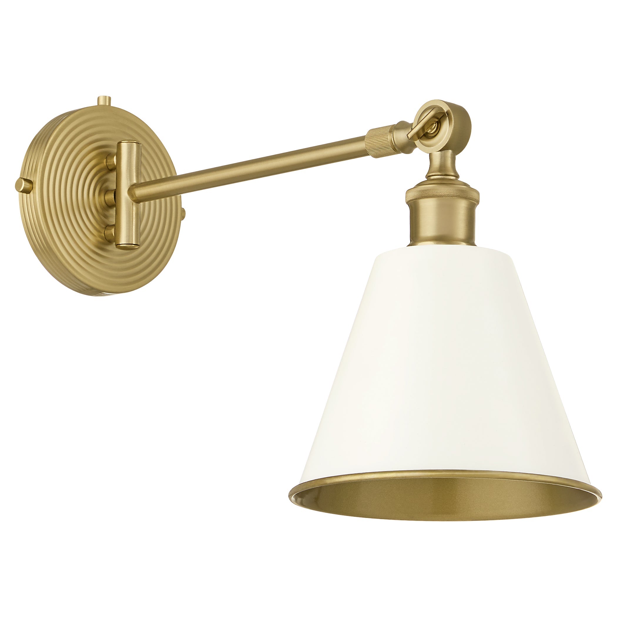 Quorum 5320-1-0880 Wall Mount, UL Damp Rated, Studio White|Aged Brass