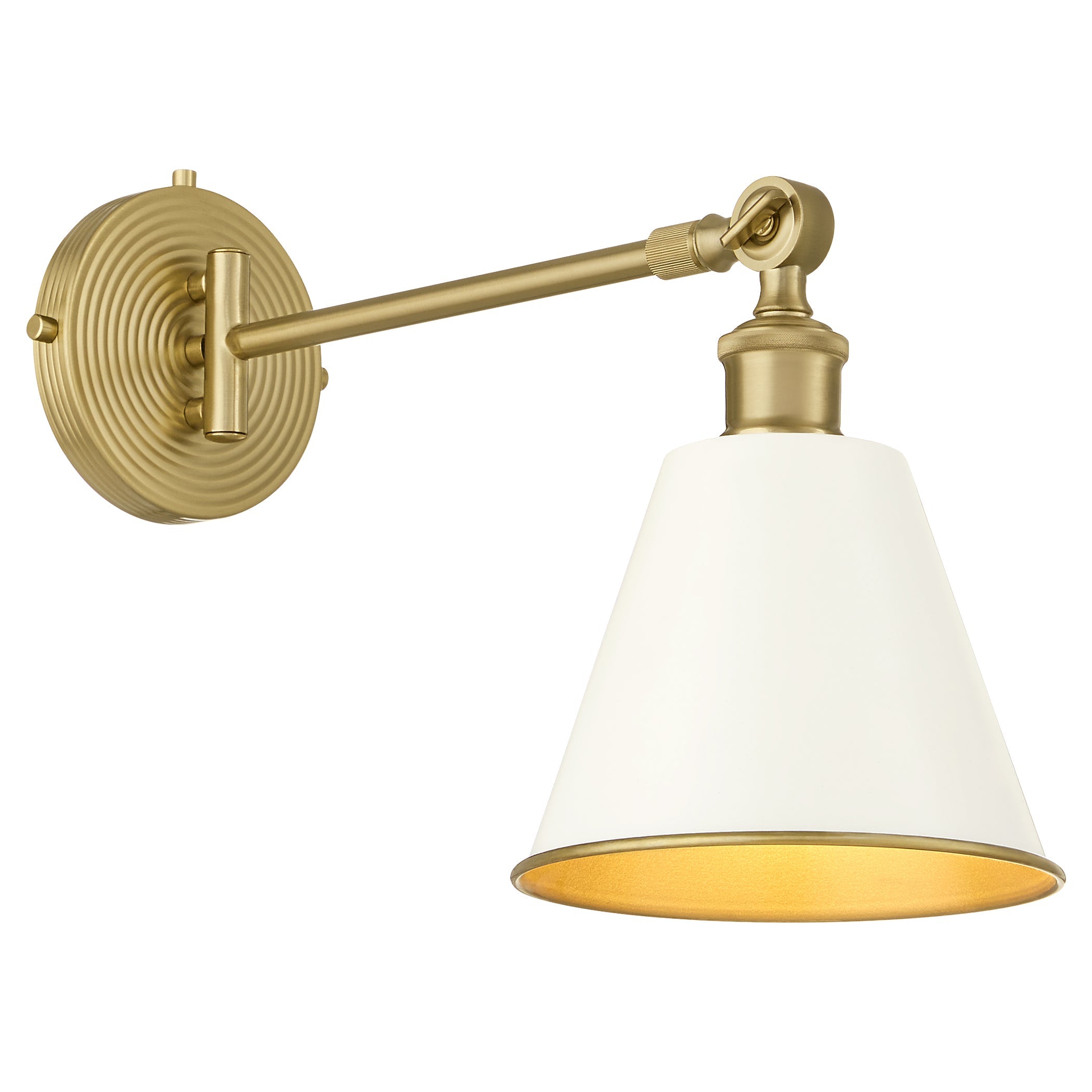 Quorum 5320-1-0880 Wall Mount, UL Damp Rated, Studio White|Aged Brass