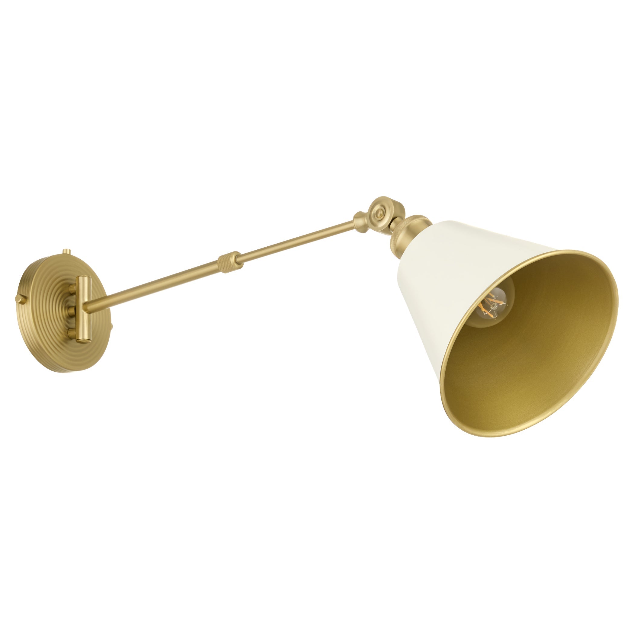 Quorum 5320-1-0880 Wall Mount, UL Damp Rated, Studio White|Aged Brass