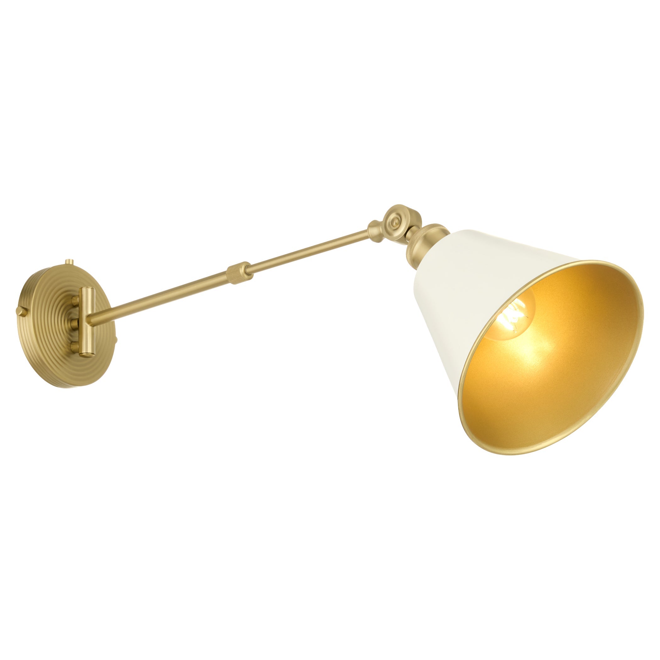 Quorum 5320-1-0880 Wall Mount, UL Damp Rated, Studio White|Aged Brass