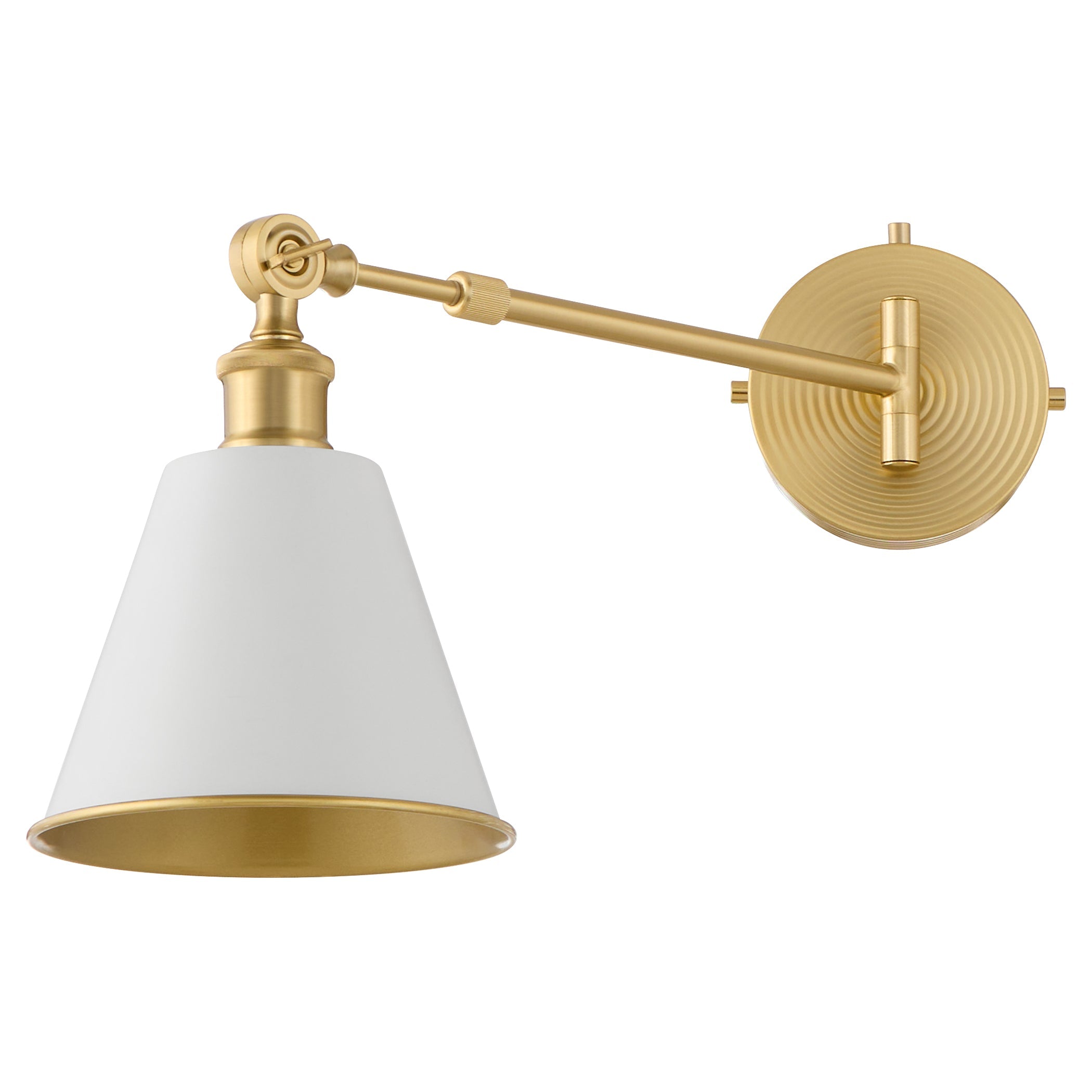 Quorum 5320-1-0880 Wall Mount, UL Damp Rated, Studio White|Aged Brass