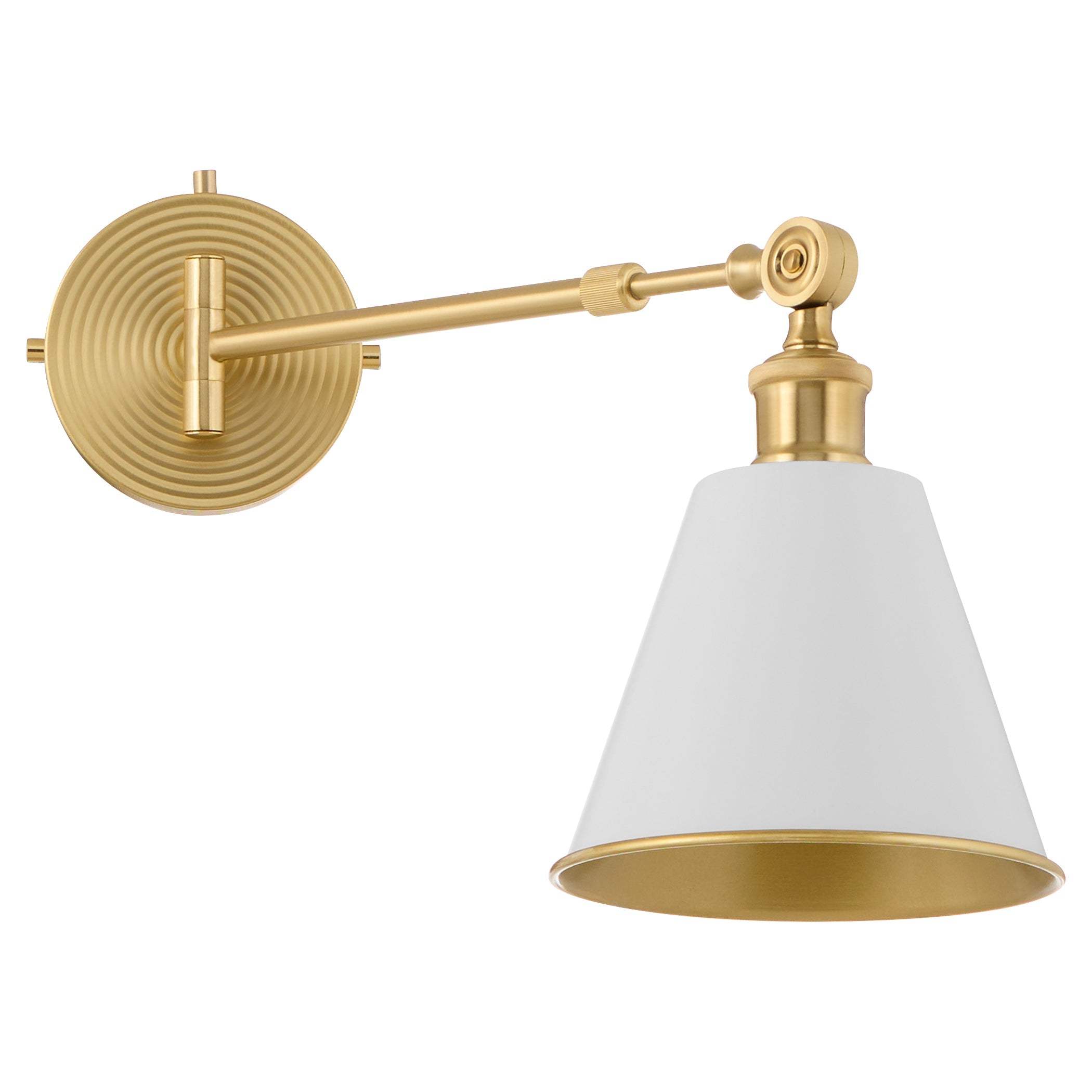 Quorum 5320-1-0880 Wall Mount, UL Damp Rated, Studio White|Aged Brass