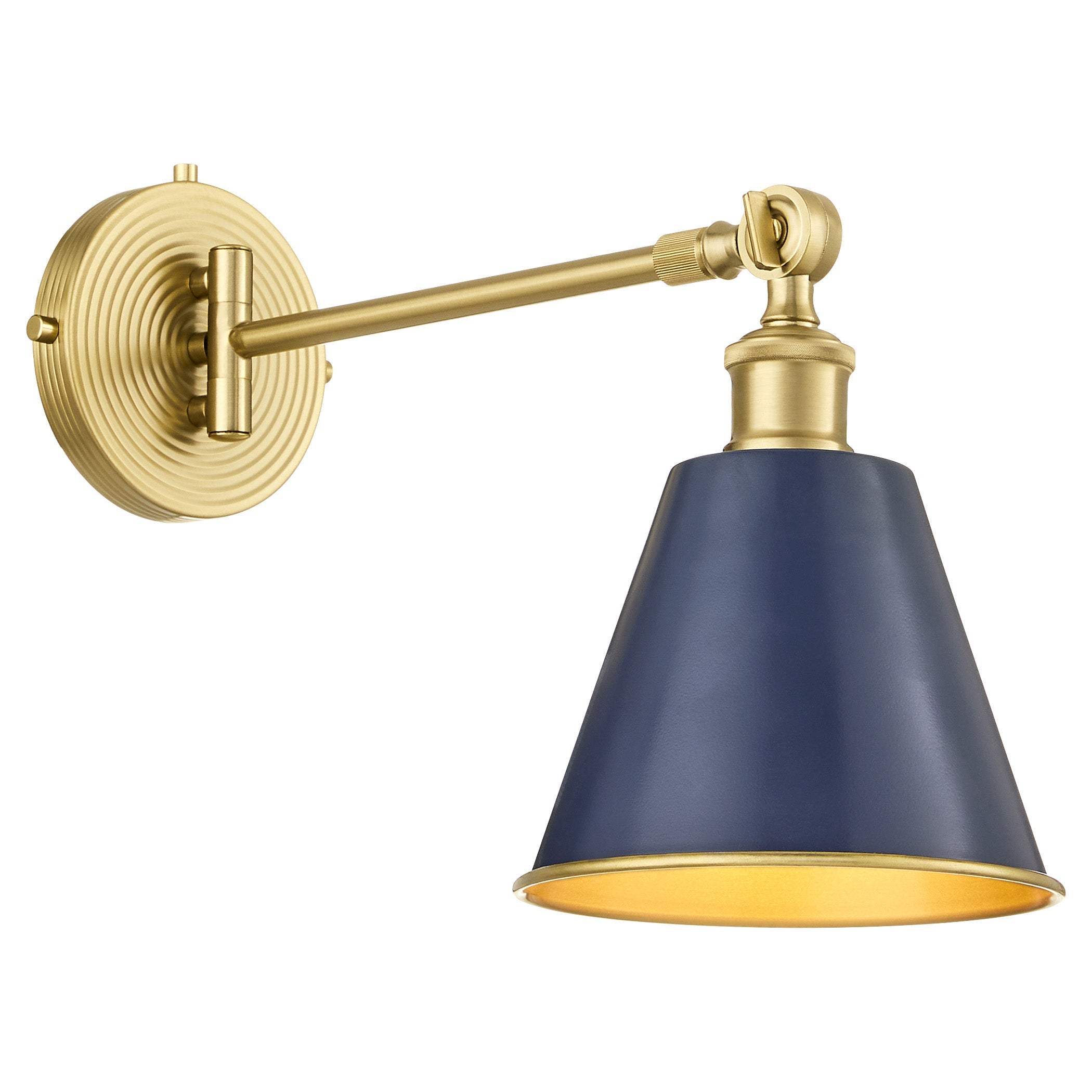 Quorum Bailey 5320-1-3280 Wall Mount, UL Damp Rated, Blue|Aged Brass