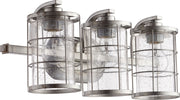 Quorum Lighting Ellis 5364-3-7 Vanity Light Fixture, UL Damp Rated, Tumbled Steel