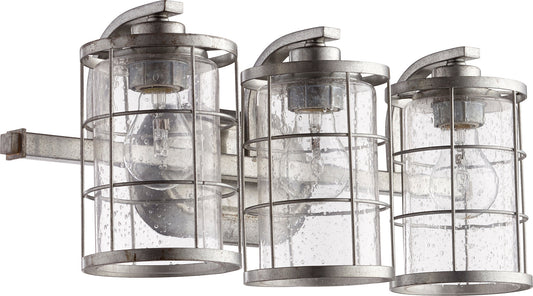 Quorum Lighting Ellis 5364-3-7 Vanity Light Fixture, UL Damp Rated, Tumbled Steel