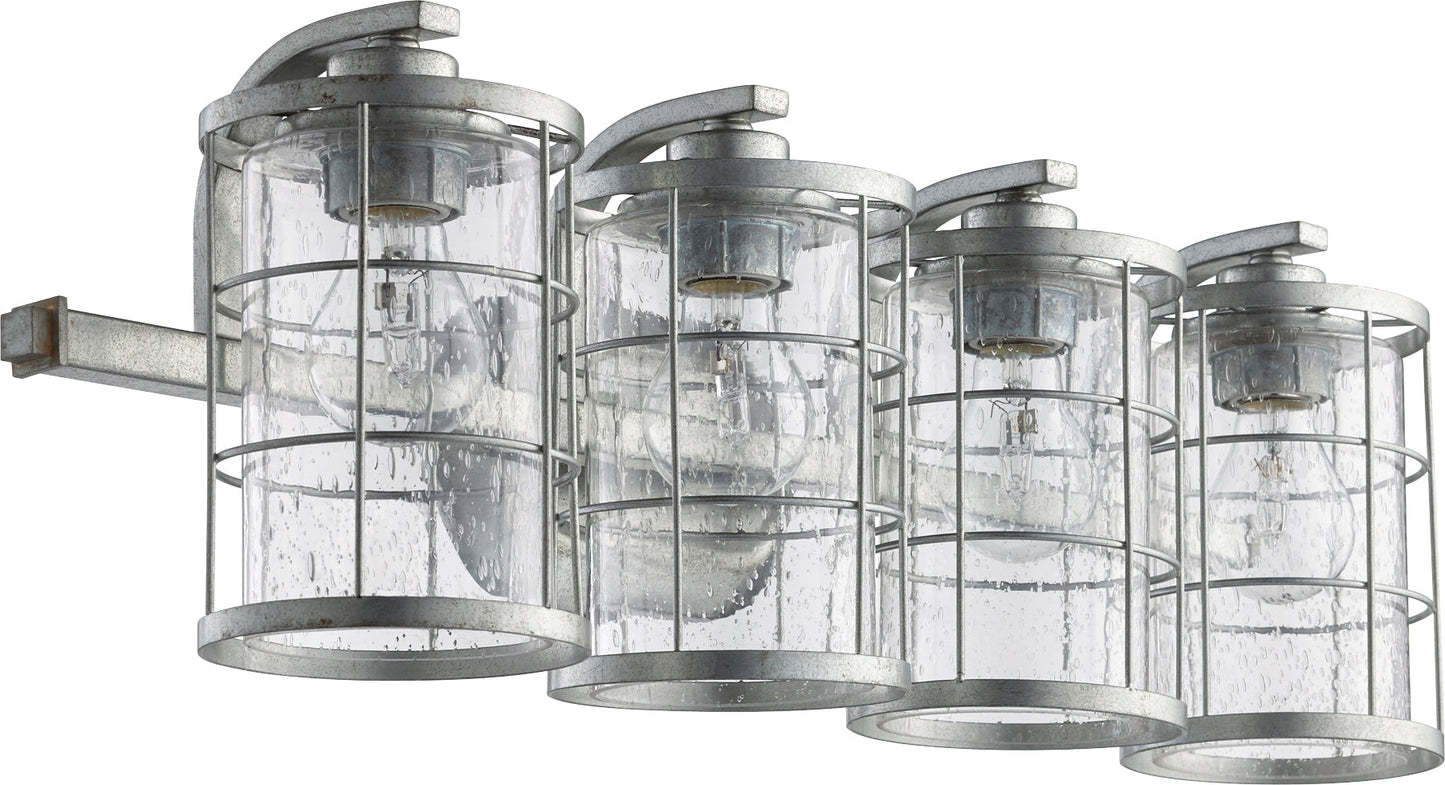 Quorum Lighting Ellis 5364-4-7 Vanity Light Fixture, UL Damp Rated, Tumbled Steel