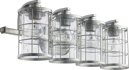Quorum Lighting Ellis 5364-4-7 Vanity Light Fixture, UL Damp Rated, Tumbled Steel