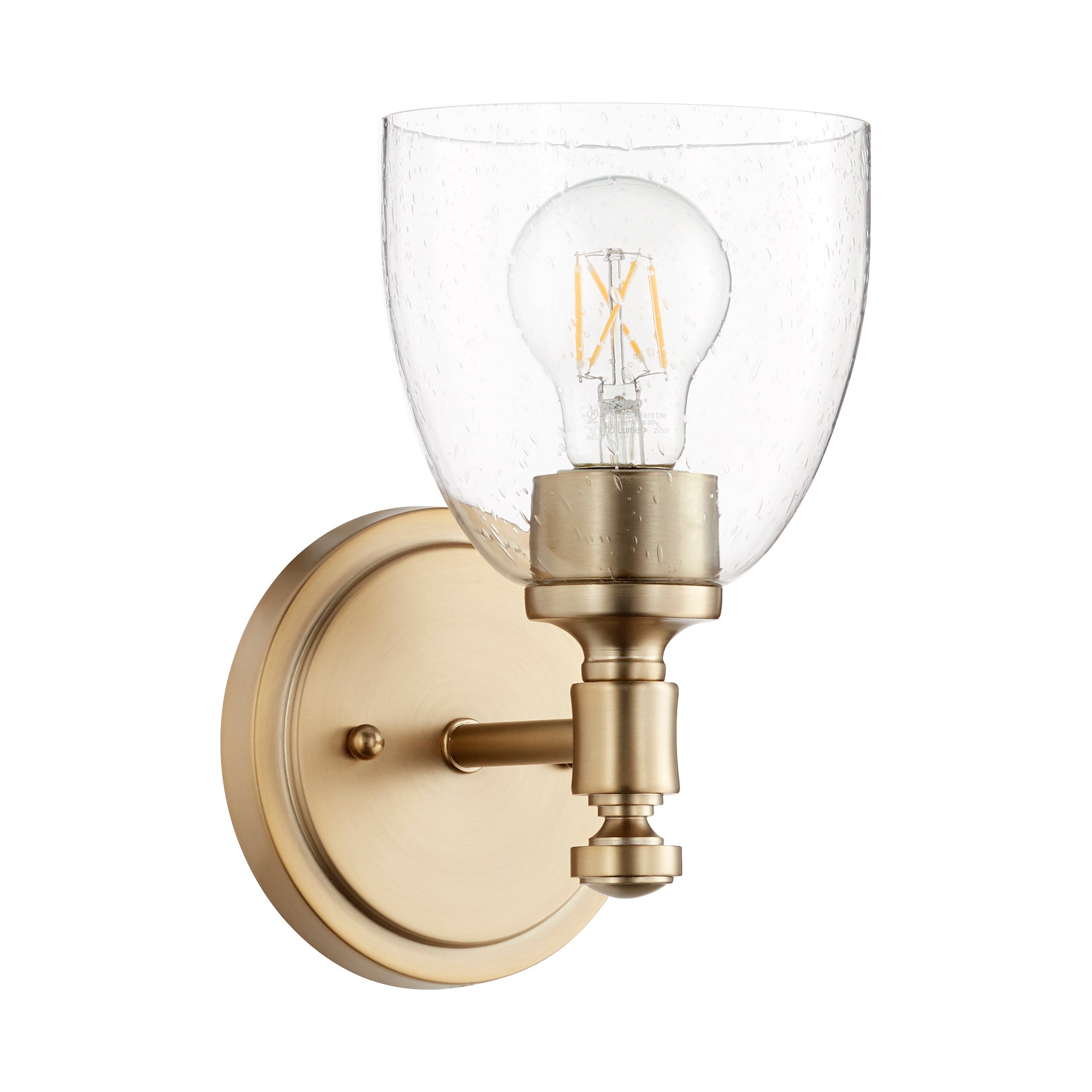 Quorum Rossington 5422-1-280 Wall Mount - Aged Brass W/ Clear/seeded