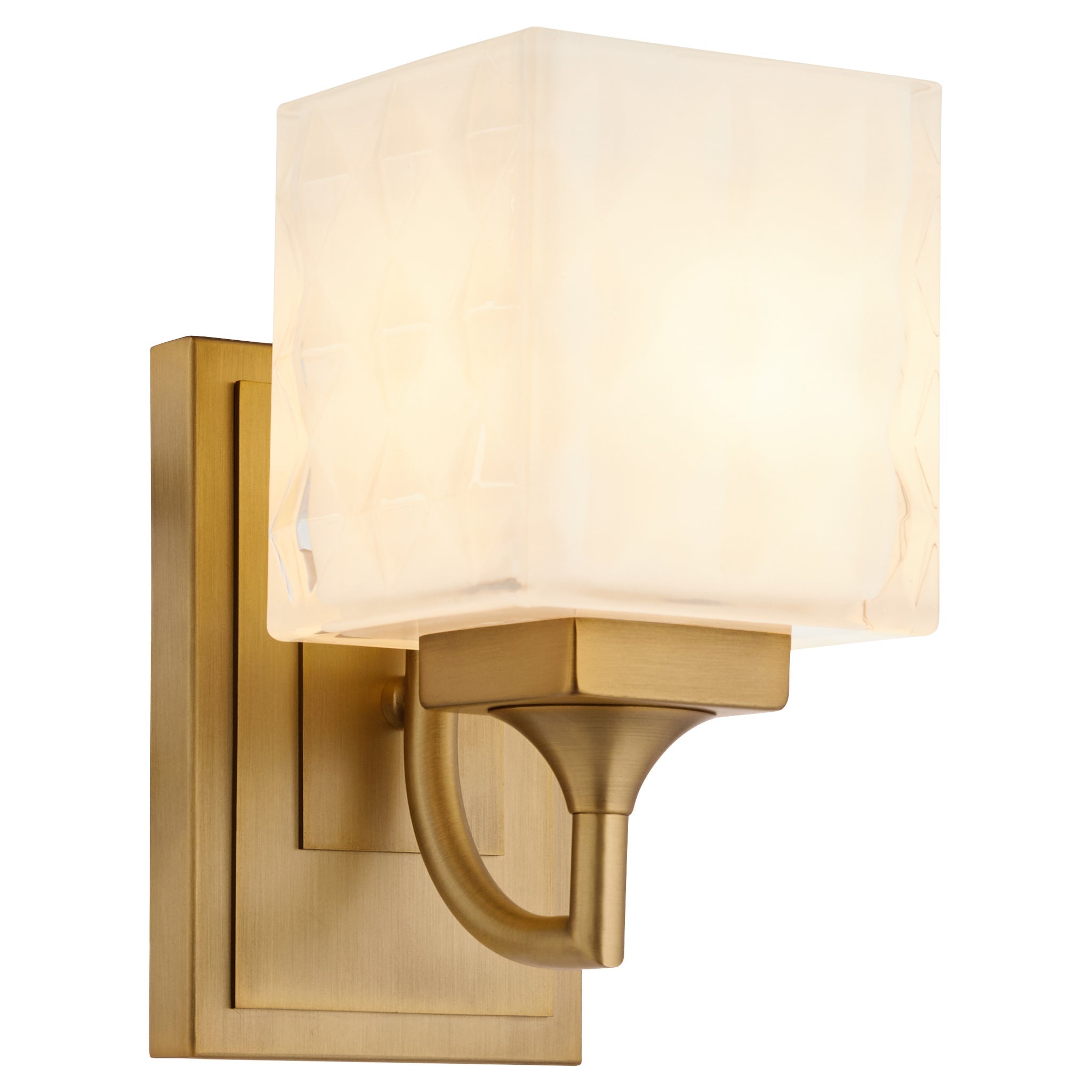 Quorum 5502-1-47 Wall Mount, UL Damp Rated, Brushed Brass