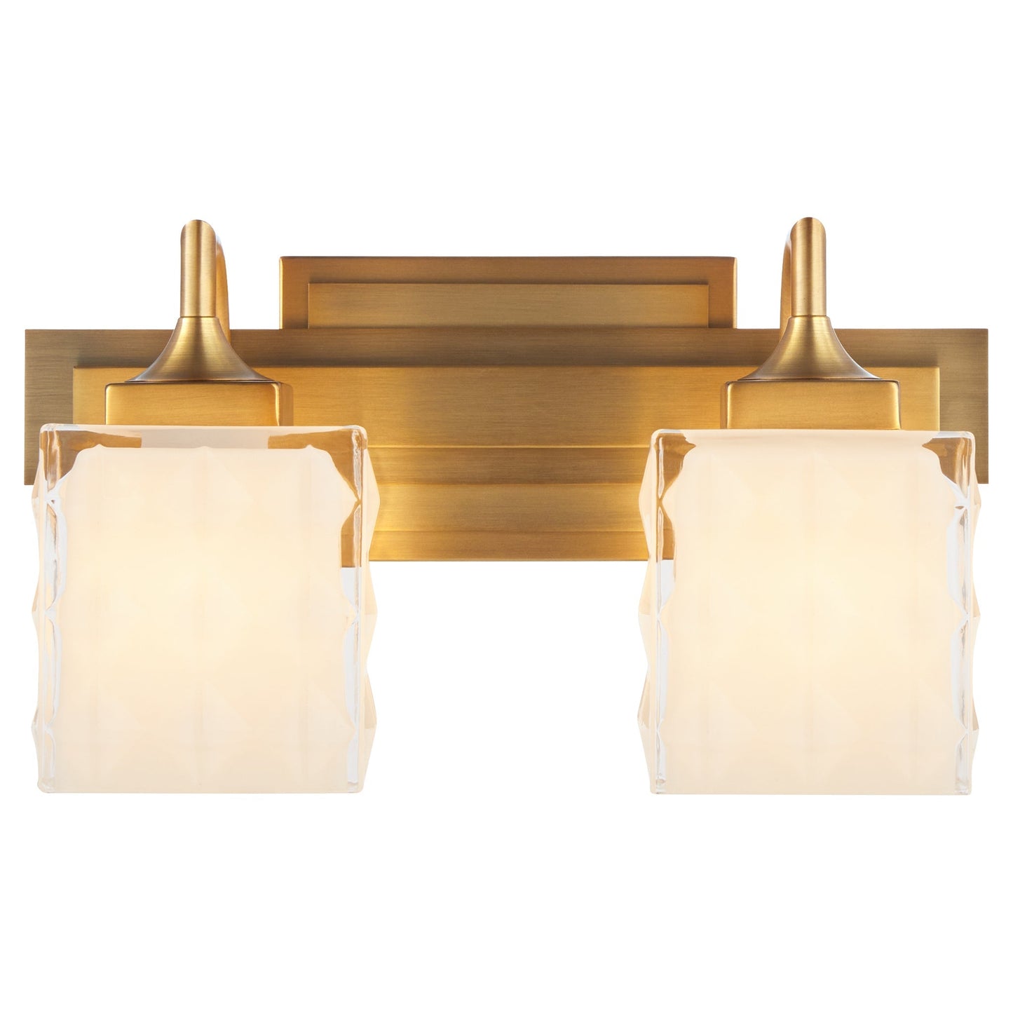 Quorum Diamonte 5502-2-47 Vanity Light Fixture, UL Damp Rated, Brushed Brass