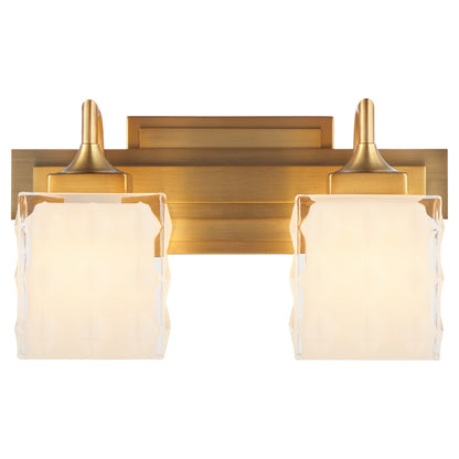Quorum Diamonte 5502-2-47 Vanity Light Fixture, UL Damp Rated, Brushed Brass