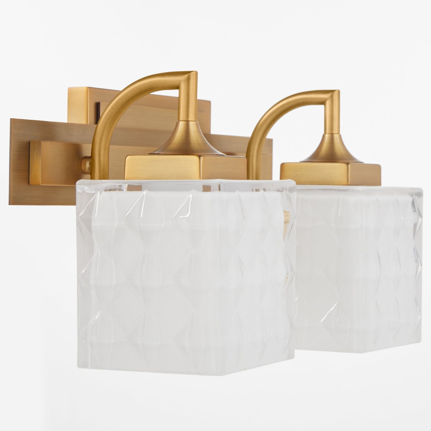 Quorum Diamonte 5502-2-47 Vanity Light Fixture, UL Damp Rated, Brushed Brass