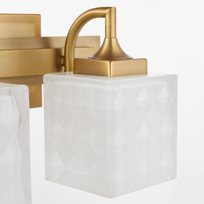 Quorum Diamonte 5502-2-47 Vanity Light Fixture, UL Damp Rated, Brushed Brass