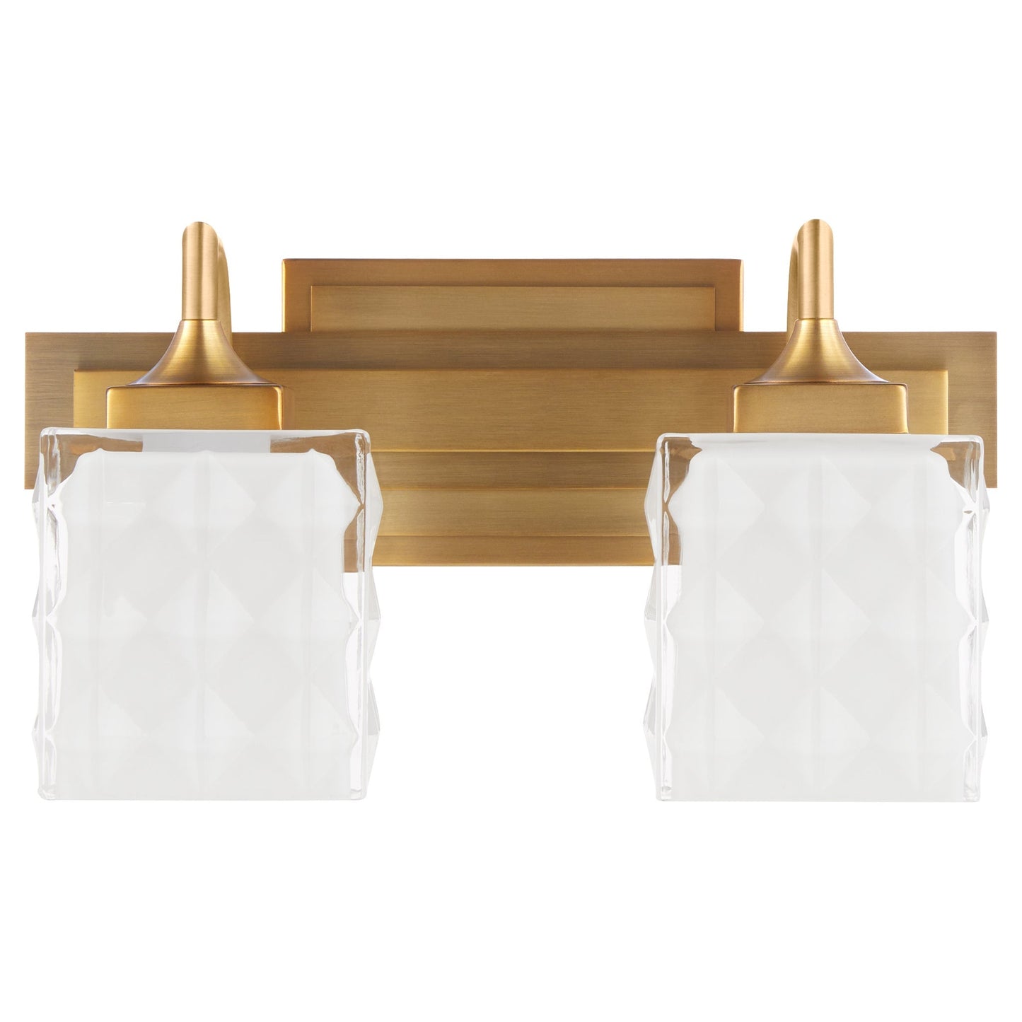 Quorum Diamonte 5502-2-47 Vanity Light Fixture, UL Damp Rated, Brushed Brass