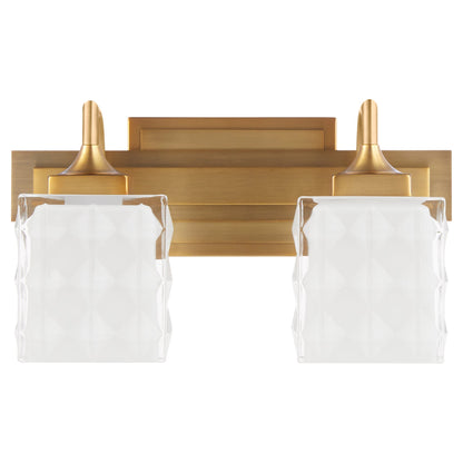 Quorum Diamonte 5502-2-47 Vanity Light Fixture, UL Damp Rated, Brushed Brass