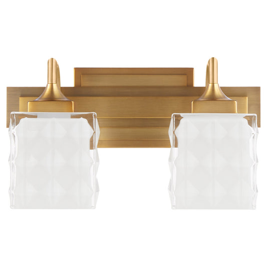 Quorum Diamonte 5502-2-47 Vanity Light Fixture, UL Damp Rated, Brushed Brass