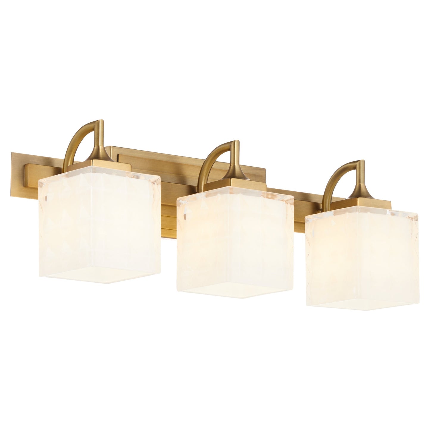 Quorum Diamonte 5502-3-47 Vanity Light Fixture, UL Damp Rated, Brushed Brass