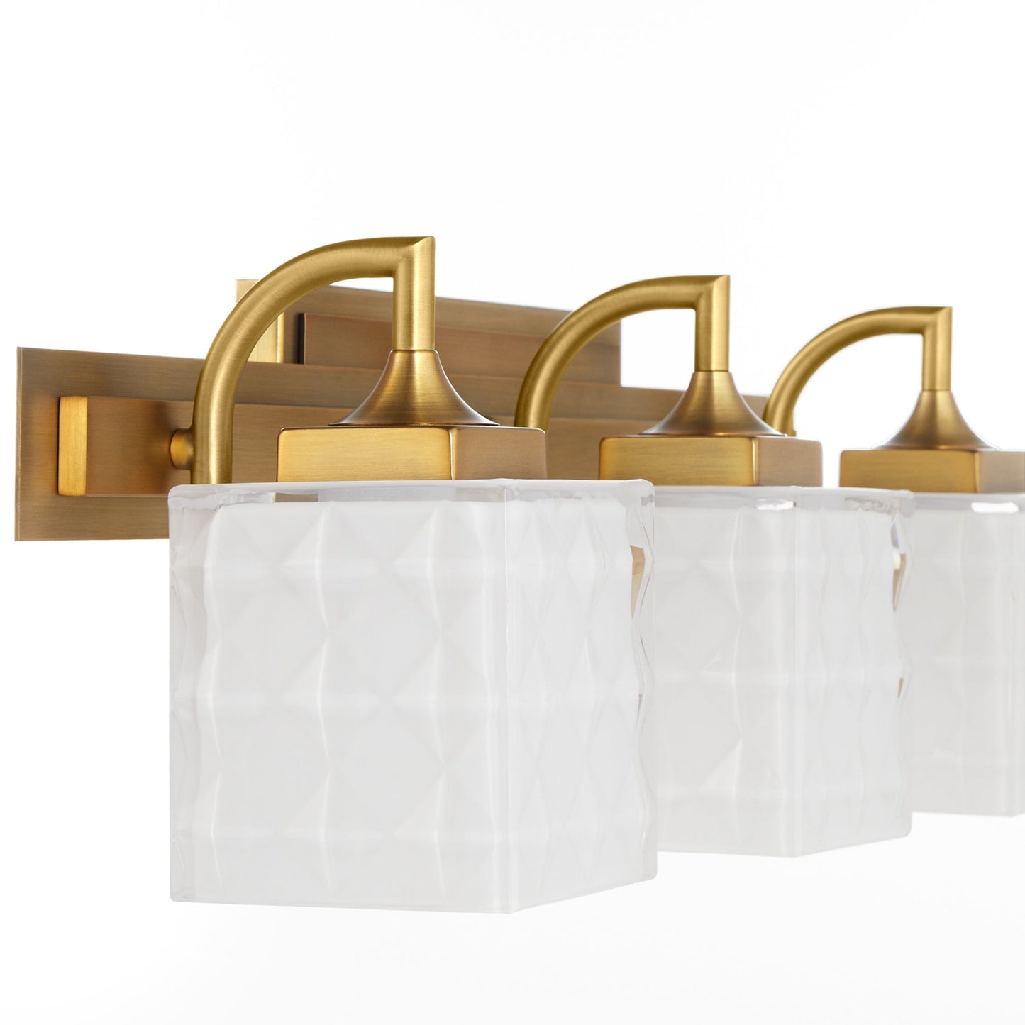 Quorum Diamonte 5502-3-47 Vanity Light Fixture, UL Damp Rated, Brushed Brass