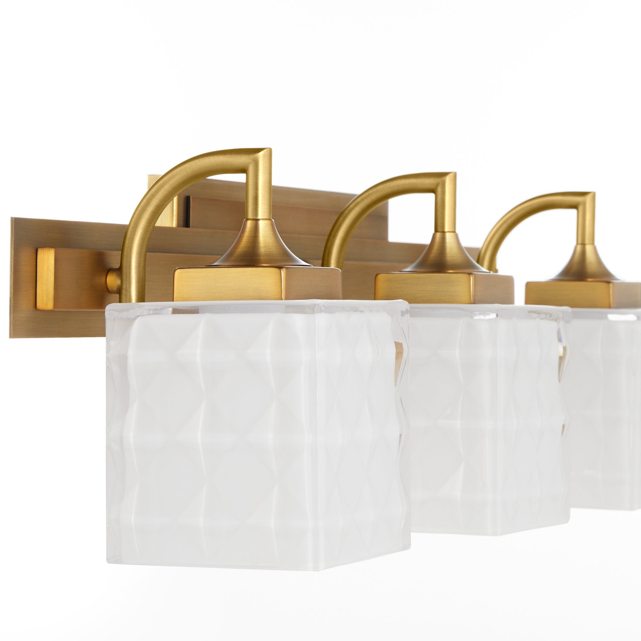 Quorum Diamonte 5502-3-47 Vanity Light Fixture, UL Damp Rated, Brushed Brass