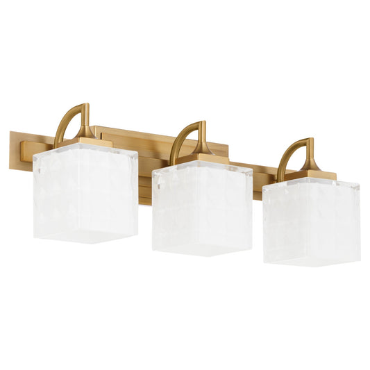 Quorum Diamonte 5502-3-47 Vanity Light Fixture, UL Damp Rated, Brushed Brass