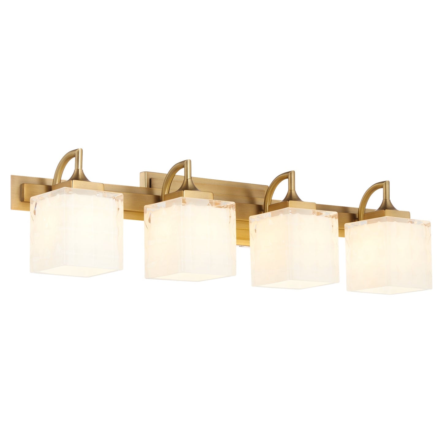 Quorum Diamonte 5502-4-47 Vanity Light Fixture, UL Damp Rated, Brushed Brass