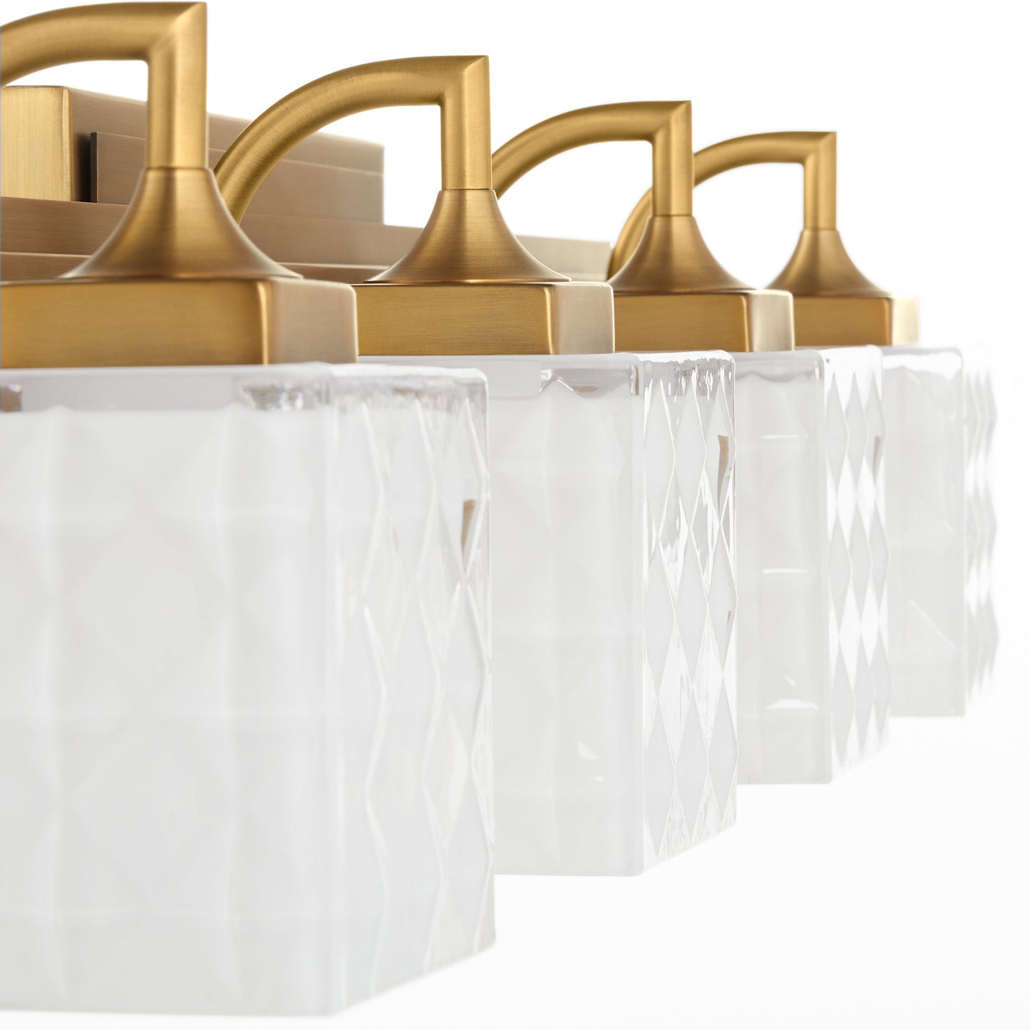 Quorum Diamonte 5502-4-47 Vanity Light Fixture, UL Damp Rated, Brushed Brass