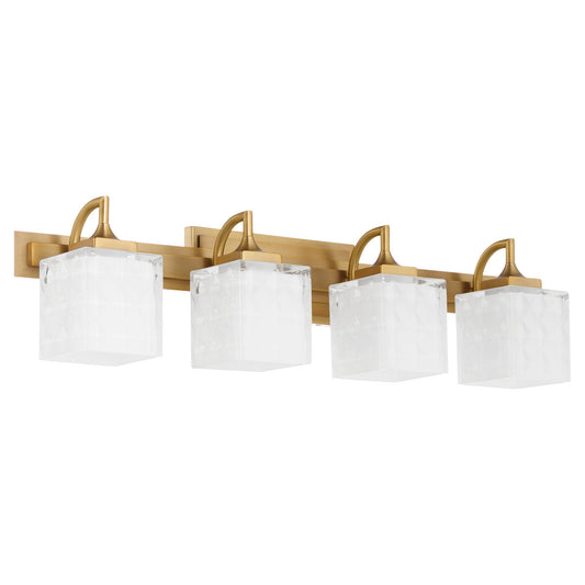 Quorum Diamonte 5502-4-47 Vanity Light Fixture, UL Damp Rated, Brushed Brass