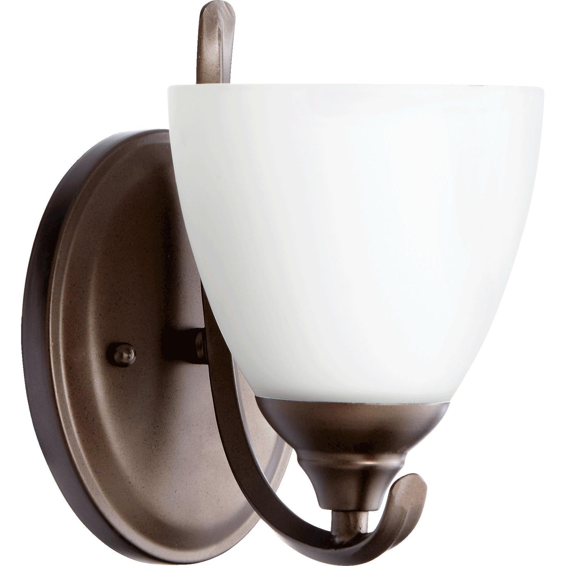 Quorum Powell 5508-1-86 Wall Mount - Oiled Bronze W/ Satin Opal