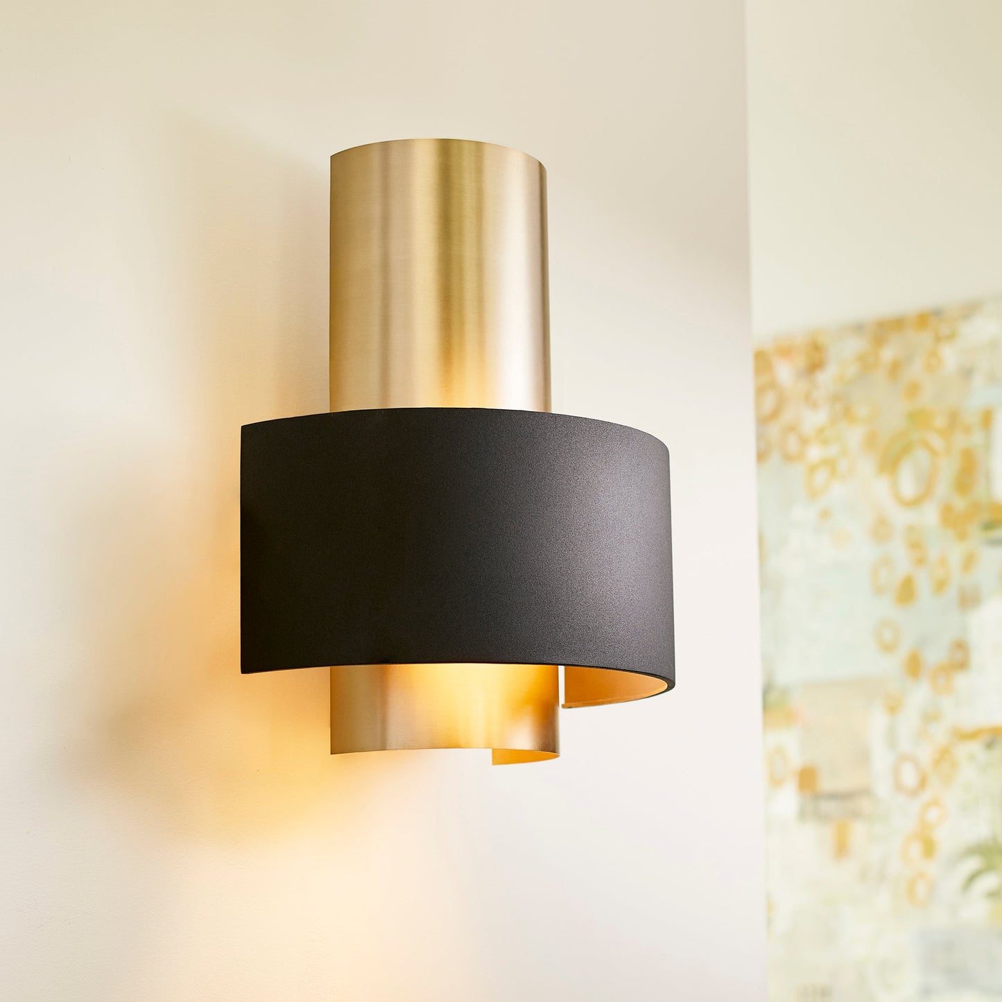 Quorum 5611-6980 Wall Sconce - Textured Black W/ Aged Brass