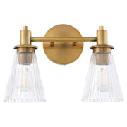 Quorum Lawton 5803-2-47 Vanity Light Fixture, UL Damp Rated, Brushed Brass