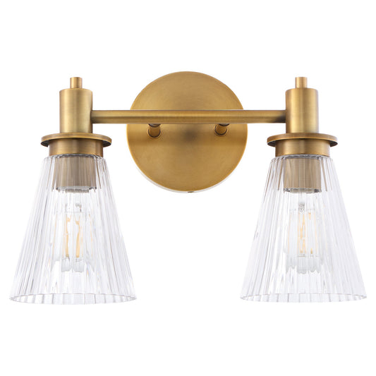 Quorum Lawton 5803-2-47 Vanity Light Fixture, UL Damp Rated, Brushed Brass