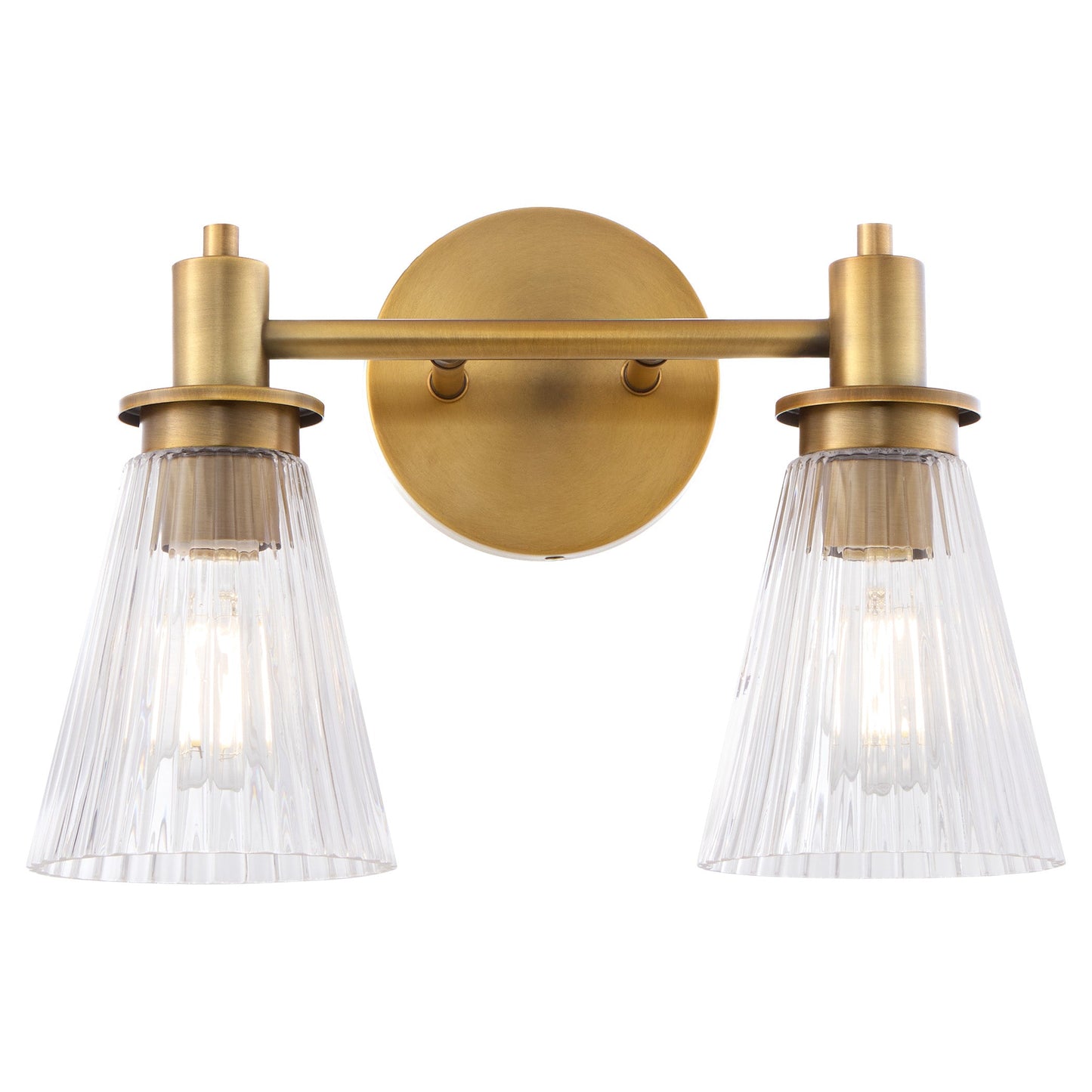 Quorum Lawton 5803-2-47 Vanity Light Fixture, UL Damp Rated, Brushed Brass