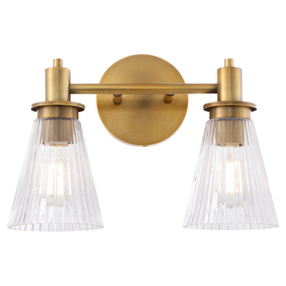 Quorum Lawton 5803-2-47 Vanity Light Fixture, UL Damp Rated, Brushed Brass