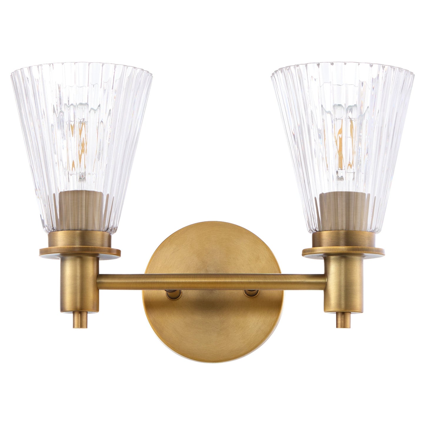 Quorum Lawton 5803-2-47 Vanity Light Fixture, UL Damp Rated, Brushed Brass