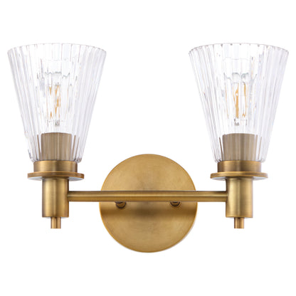 Quorum Lawton 5803-2-47 Vanity Light Fixture, UL Damp Rated, Brushed Brass
