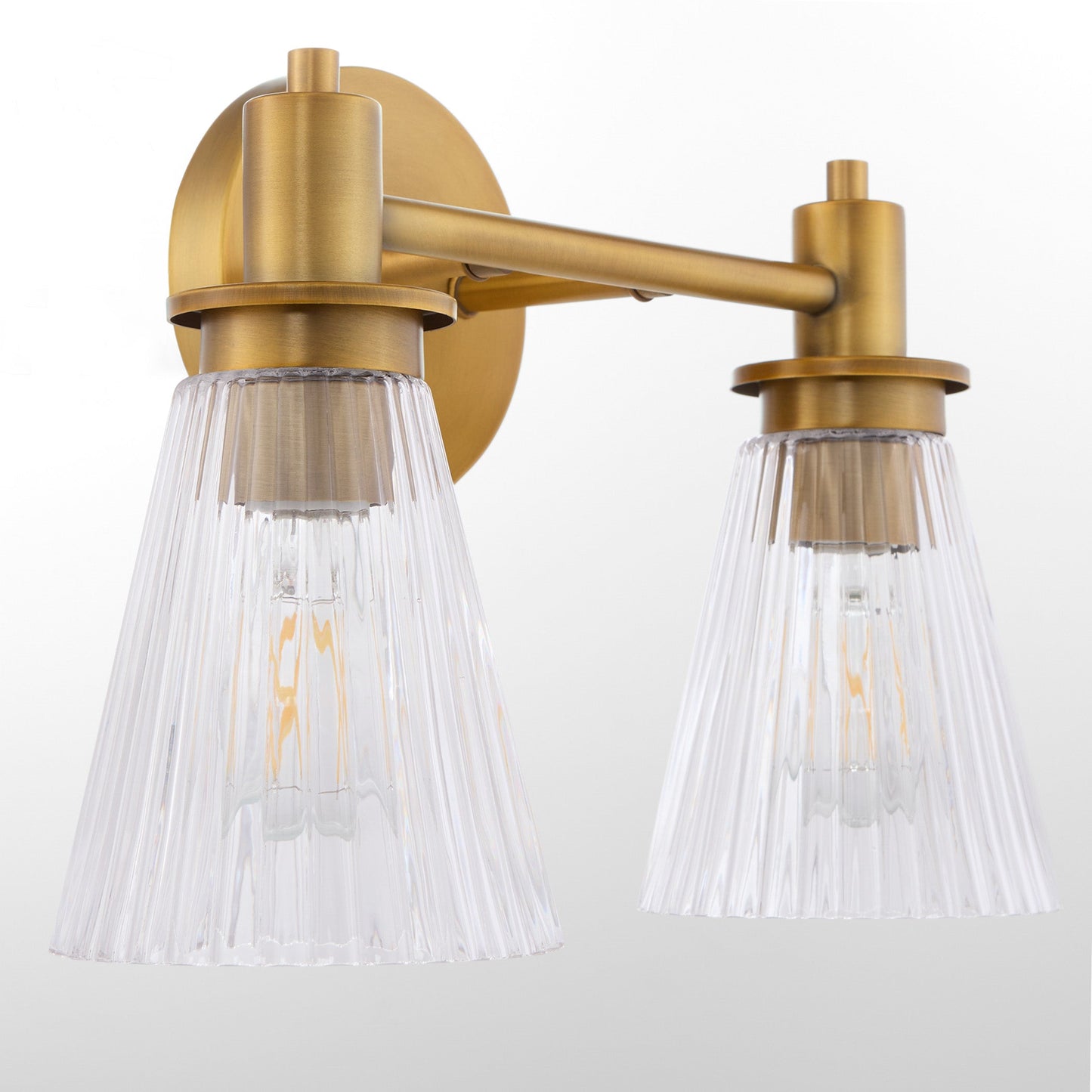 Quorum Lawton 5803-2-47 Vanity Light Fixture, UL Damp Rated, Brushed Brass