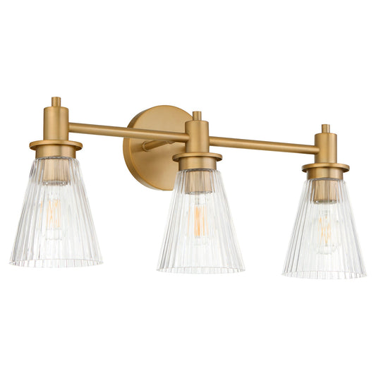 Oxygen Lighting Lawton 5803-3-47 Vanity Light Fixture, UL Damp Rated, Brushed Brass