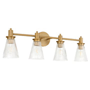 Quorum Lawton 5803-4-47 Vanity Light Fixture, UL Damp Rated, Brushed Brass