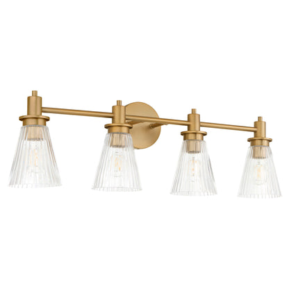 Quorum Lawton 5803-4-47 Vanity Light Fixture, UL Damp Rated, Brushed Brass