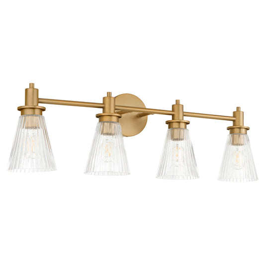 Quorum Lawton 5803-4-47 Vanity Light Fixture, UL Damp Rated, Brushed Brass
